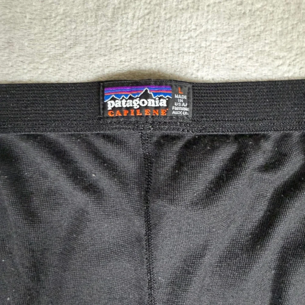 Patagonia Capilene Mens Large Black Thermal Base Layer Pants Made in USA